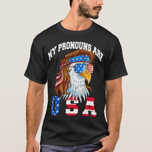 T-shirt Mes Pronounes Sont Aigle Américain Aigle 4 E De Ju (Devant)