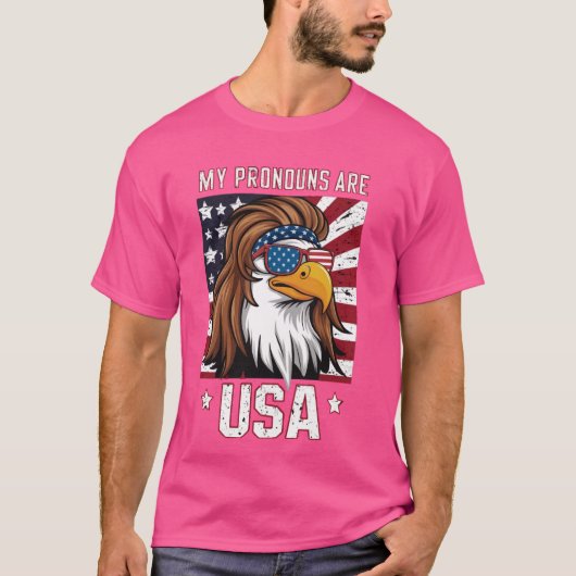 T-shirt Mes Pronounes Sont USA Eagle Drôle 4 juillet Améri (Devant)