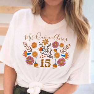 T-shirt Mes Quinze Ans Mexicain Floral Occidental Annivers