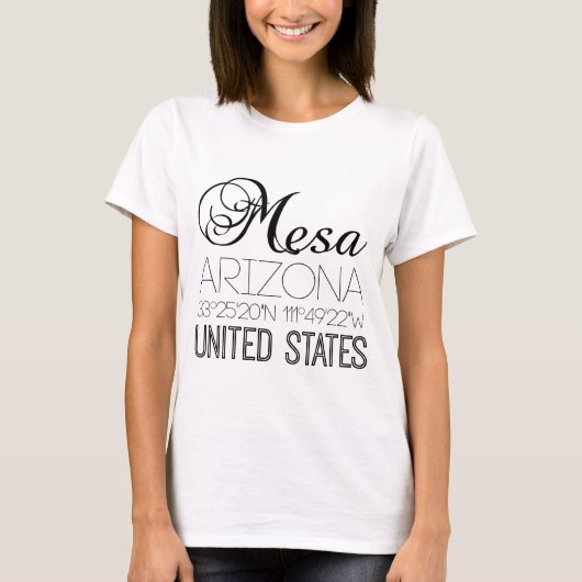 T-shirt Mesa, Arizona, États-Unis élégant (Devant)