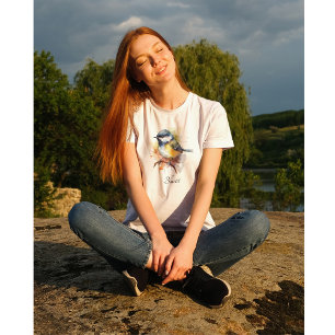 T-shirt Mésange charmante sur une branche, personnalisé