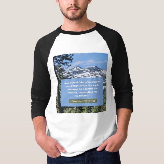 T-shirt Message de foi - 1 Timothée 1-12 - 3/4 Longueur bl (Devant)