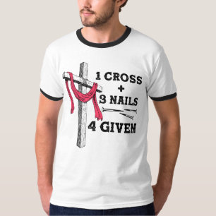T-shirt Message de foi chrétienne - Jésus 1 Croix 3 ongles