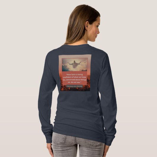 T-shirt Message de foi - Hébreux 11-1 - Longue Manche Dk B (Dos entier)