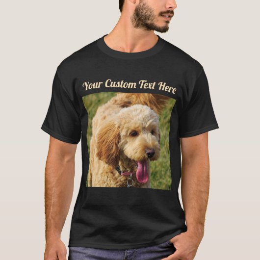 T-shirt Message personnalisé noir Doigt Goldendoodle (Devant)