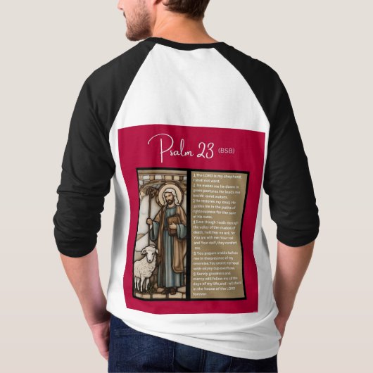 T-shirt Message Psaume - Psaume 23 - 3/4 Longueur Blanc (Dos)