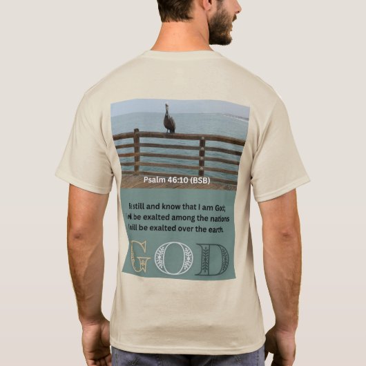 T-shirt Message Psaume - Psaume 46-10 - Tan À Manches Cour (Dos)