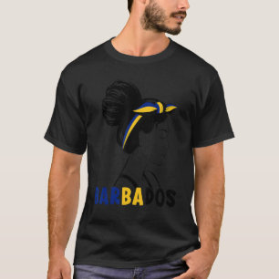 T-shirt Messy Bun Barbados Drapeau Barbadien Pour Filles F