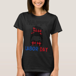 T-shirt Messy Bun Buffalo Joué Joyeux Patriote de la Fête