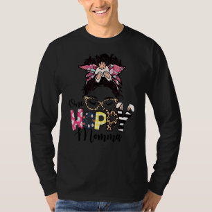 T-shirt Messy Bun Bunny One Hoppy Momma Leopard Happy East