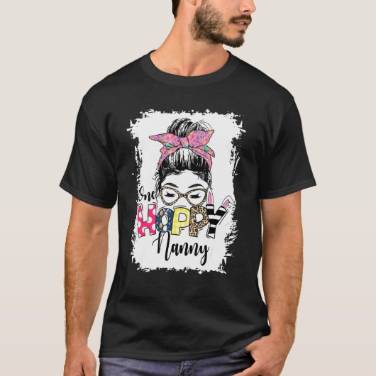 T-shirt Messy Bun Bunny Une nourrice Hoppy Leopard heureux (Devant)
