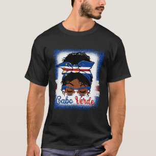 T-shirt Messy Bun Cap Verdien Cabo Verde Drapeau Femmes