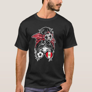 T-shirt Messy Bun Cheveux Peruvien Soccer Girl Pérou Jerse