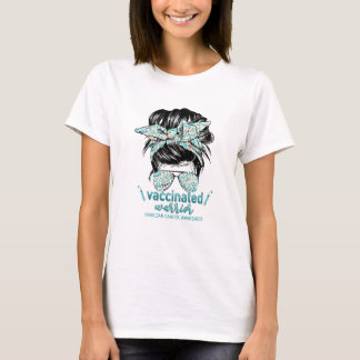 T-shirt Messy Bun Cheveux Vacciné Guerrier Cancer de l'ova