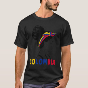 T-shirt Messy Bun Colombia Drapeau Colombien Pour Les Fill