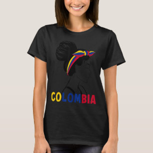 T-shirt Messy Bun Colombia Drapeau Colombien Pour Les Fill