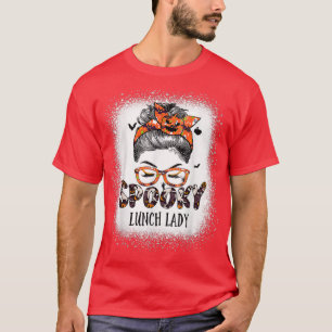 T-shirt Messy Bun Déjeuner Éffrayant Lady Bleached Hallowe