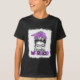 T-shirt Messy Bun Empreinte de léopard Purple Ribbon Overd