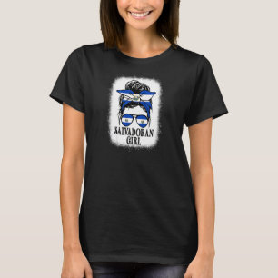 T-shirt Messy Bun Girl El Salvador Drapeau Racines salvado