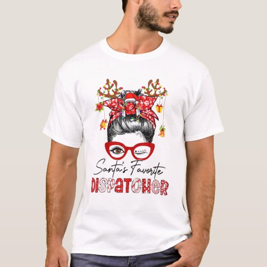 T-shirt Messy Bun Hair-Cool Header Phone-Santa's Favorite (Devant)