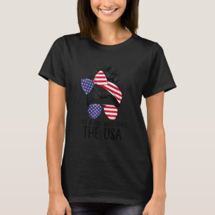 T-shirt Messy Bun Just A Girl Who Loves The Usa 4th of Jul
