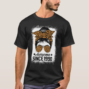 T-shirt Messy Bun Leoprad Awesome Depuis 1990 32 Ans