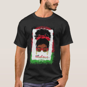 T-shirt Messy Bun Malawian Malawi Drapeau Femmes Femme Fil