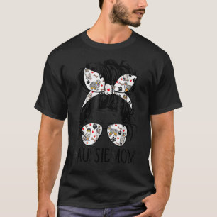 T-shirt Messy Bun Maman, Aussie Maman Verres Fête de la mè