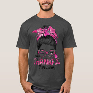 T-shirt Messy Bun Maman Un Merci Survivante Cancer du sein