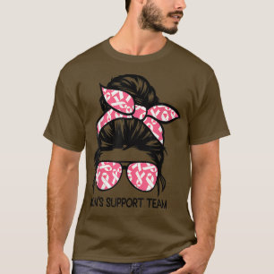 T-shirt Messy Bun Moms Soutien Équipe Cancer du sein Survi