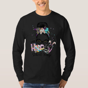 T-shirt Messy Bun One Hoppy School Nurse Bunny Nurse Cute