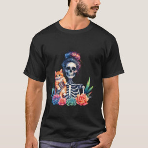 T-shirt Messy Bun Skeleton Kitten Chat Succulent Amateurs