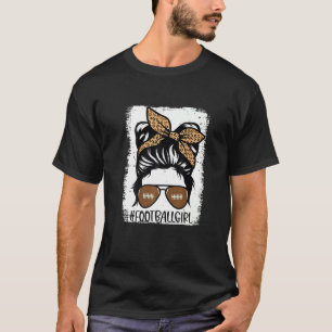 T-shirt Messy Bun With Leopard American Football Girl