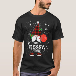 T-shirt Messy Gnome Buffalo Plaid Matching Family Christma