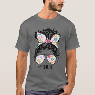 T-shirt Messy Hair Bun Maman Vie Tie Dye Fête des Mères Fe