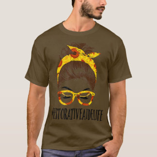 T-shirt Messy Hair Bun Restaurateur Aide Sunflower Mères