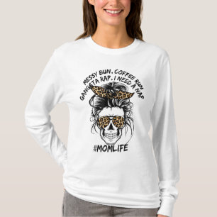 T-shirt Messy Maman Cheveux Bun Coffee Run Rap Nap Sugar S