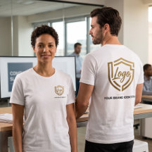T-shirt met aangepast bedrijfslogo voor en achtera