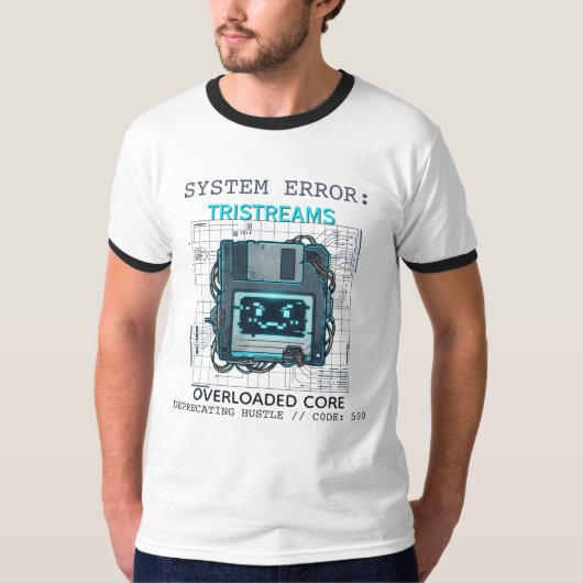 T-shirt met aangepaste naam Cyberpunk Tech Error (Voorkant)