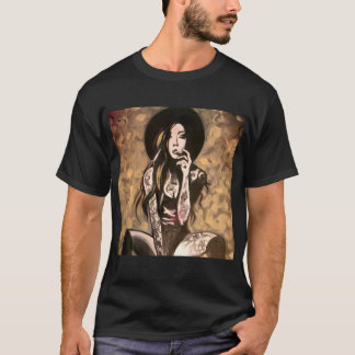 T-shirt met abstracte kunst van randstedige vrouw