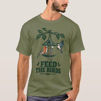 T-shirt met achtertuin vogelveevoerder