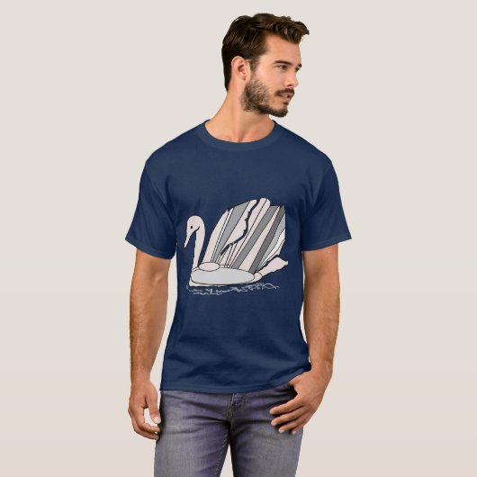 T-shirt met Art Deco Zwaan (Voorkant volledig)