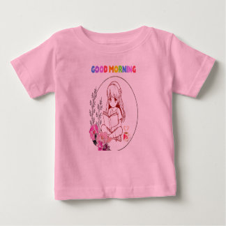 T-shirt met babymeisje dat boek leest