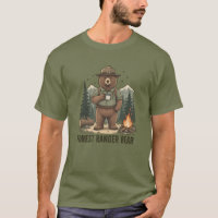 T-shirt met beer in uniform van boswachter voor ma