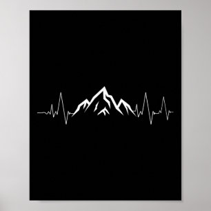 T-shirt met berghart Geschenk voor wandelen, fiets Poster