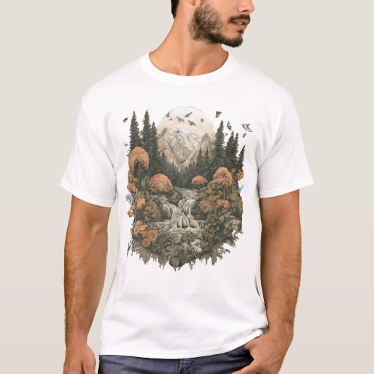 T-shirt met berglandschap (Voorkant)
