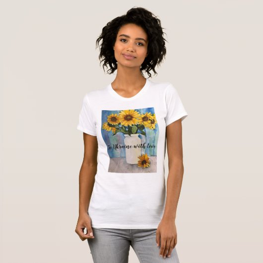T-Shirt met boodschap om Oekraïne te steunen (Voorkant volledig)