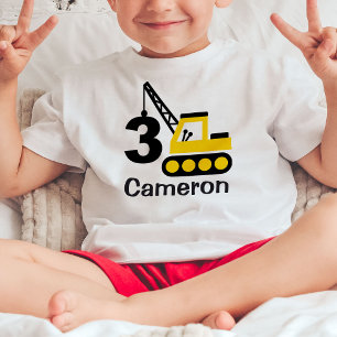 T-shirt met bouw kraan voor 3e verjaardag jongen