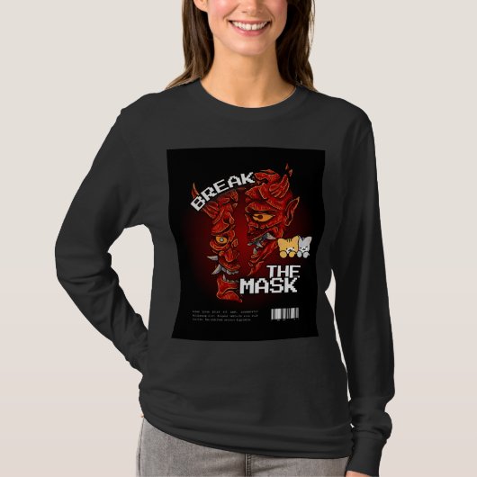 T-shirt met breek het masker & knuffel kat ontwerp (Voorkant)