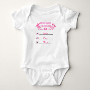 T-shirt met checklist voor kleine zus